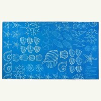 3' x 5' Light Blue and White Shell Seekers Rug