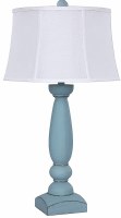 32" Distressed Blue Column Table Lamp