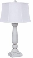 32" Distressed White Column Table Lamp