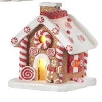 3" LED Gingerbread House With Open Door and Gingerbread Man