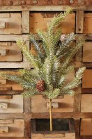 16" Faux Frosted White Spruce and Pinecone Spray