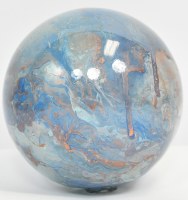 5" Blue and Beige Artisan Finish Glass Orb