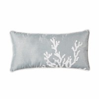9" x 18" Seafoam Green With Silver Thread Coral Lumbar Pillow