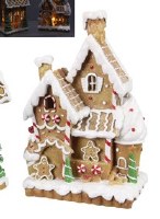 7" LED Two Story Gingerbread House With Family in Front