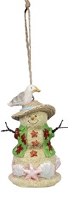 4" Green Hawaiian Shirt Sand Snowman With Seagull Ornament