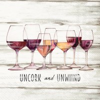5" Square Wine Glass Uncork and Unwind Beverage Napkins