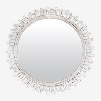 35" Round Whitewashed Short Vines Wall Mirror