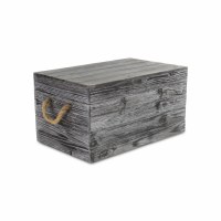 19" Black Wash Wooden Crate With Side Rope Handles