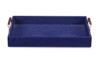 10" x 16" Dark Blue Wood Tray With Gold Handles