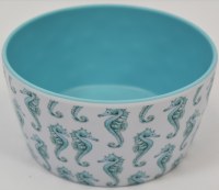 6" Round Turquoise Seahorse Melamine Bowl