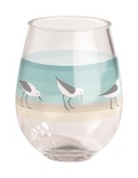 15 oz Sandpipers Acrylic Stemless Wine Glass