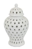 13" White Openwork Jar