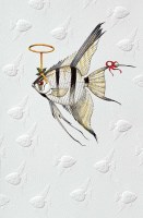 8.5" x 5.5" Box of 16 Halo Angel Fish Christmas Cards