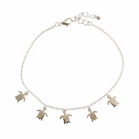 Silver Tiny Turtle Charm Anklet
