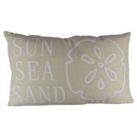 9" x 11" Beige and White Sun Sea Sand Pillow