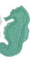 9" Green Ceramic Seahorse Dish