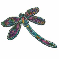 17" Turquoise and Pink Multicolor Mosaic Dragonfly Wall Plaque