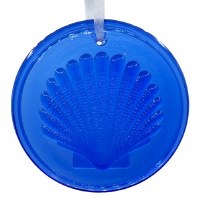 4" Round Cobalt Blue Glass Scallop Shell Suncatcher