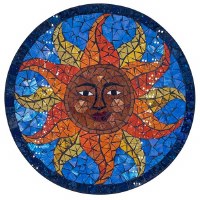 16" Round Multicolor Mosaic Sun Face Wall Plaque