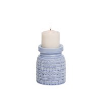 6" Light Blue Ceramic Textured Pillar Candleholder