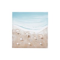 16" Square 3D Shell Shore Canvas Wall Art