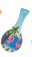 10" Flamingo Pair on Beach Coastal Spoon Rest