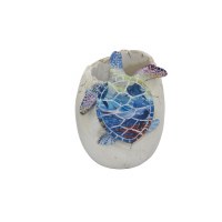 4" Multicolor Blue Sea Turtle With Painted Shell on Vase