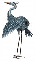 41" Metallic Blue Heron With Wings Out Statue