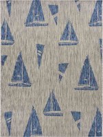 1.10; x 3' Gray and Navy Sailboats Rug