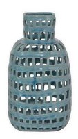 10" Blue Openwork Ceramic Vase