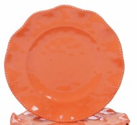 11" Round Coral Perlette Scalloped Edge Melamine Plate