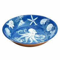 14" Round Blue Oceanic Melamine Serving Bowl