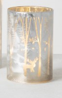 6" LED Silver Frosted Glass Winter Scene Pillar Candleholder