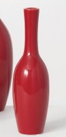 12" Red Ceramic Fluted Vase With Skinny Neck