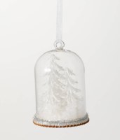 4" White Trees With Snow in Glass Cloche Ornament