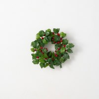 4.5" Opening Faux Red Berry Leaf Candle Ring
