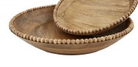 18" Round Brown Beaded Mango Wood Serving Bowl by Mud Pie