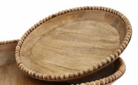 14" Round Brown Beaded Mango Wood Serving Bowl by Mud Pie