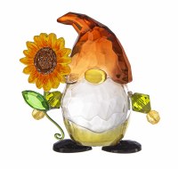 3" Orange and Yellow Acrylic Fall Sunflower Gnome