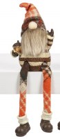 7" Orange and Brown Fall Shelf Sitter Gnome Holding an Acorn