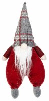 11" Red and Gray Plaid Sitting Chunky Gnome