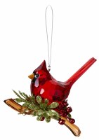 5" Cardinal on Branch Acrylic Ornament