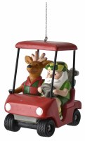 4" Santa and Reindeer in a Golf Cart Polyresin Ornament