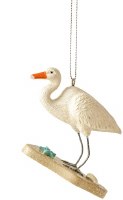 3" White Egret on Sand Polyresin Ornament