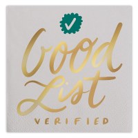 5" Square Gold Foil Gold List Verified Beverage Napkins