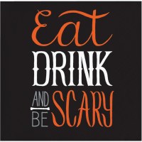 5" Square Eat Drink and Be Scary Beverage Napkins Halloween Decoration