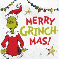 5" Square Merry Grinch-Mas Beverage Napkins