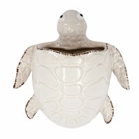 9" White Ceramic Embossed Sea Turtle Wall Planter