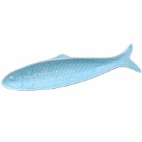 10" Embossed Light Blue Porcelain Thin Fish Plate