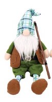 20" White Beard Fishing Gnome With Rod and Vest